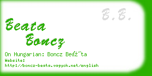 beata boncz business card